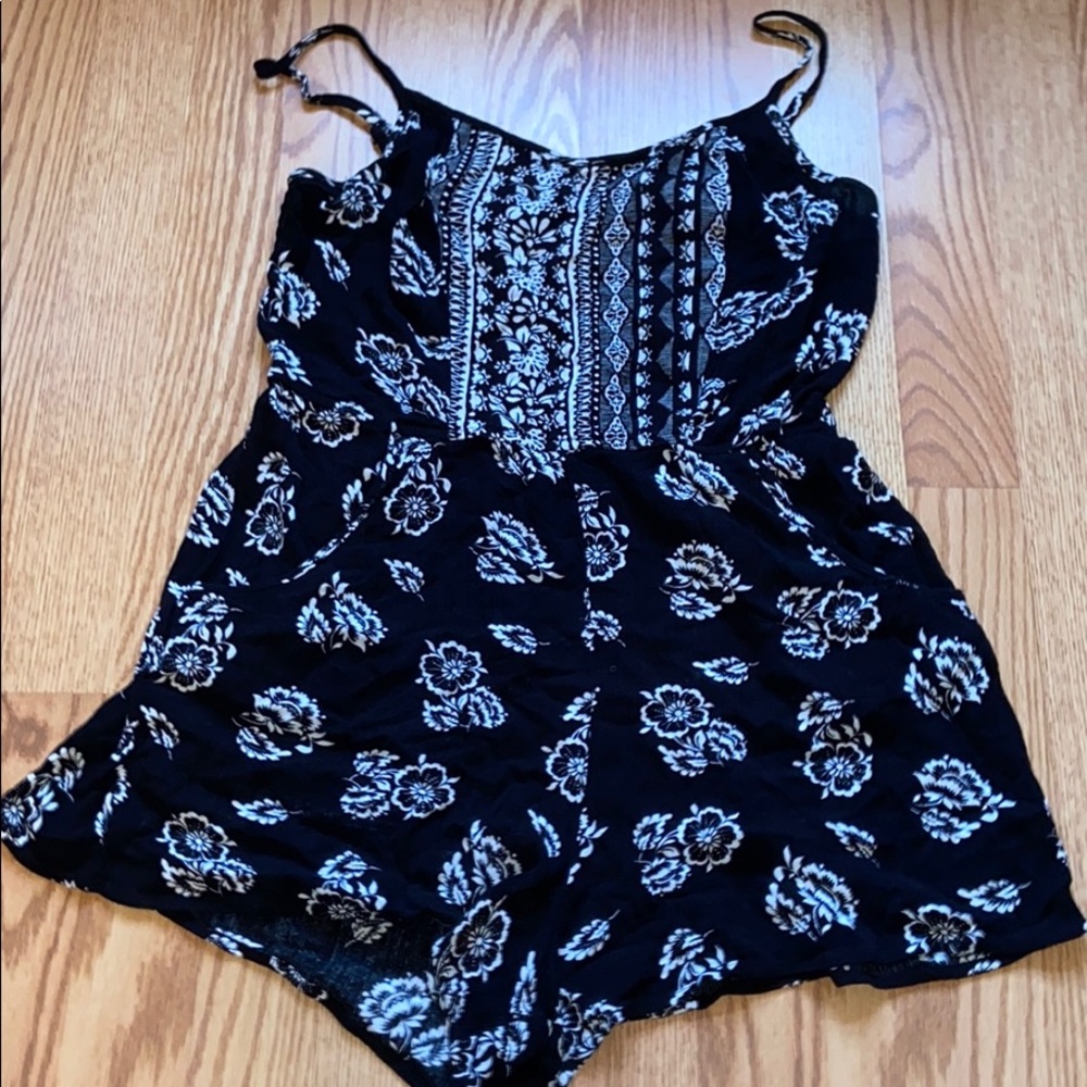 Black Flower Romper